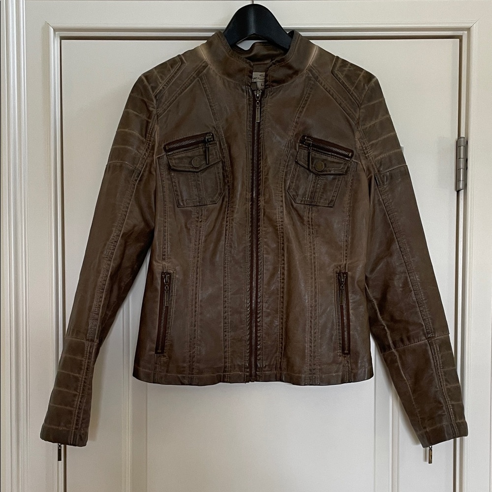 Brown Faux Leather Jacket